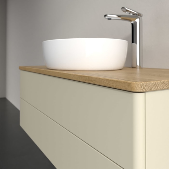 Villeroy & Boch Antao Waschbeckenunterschrank, 100 x 36 cm, 2 Auszüge mit LED-Licht, Front ohne Struktur, mit Hahnloch