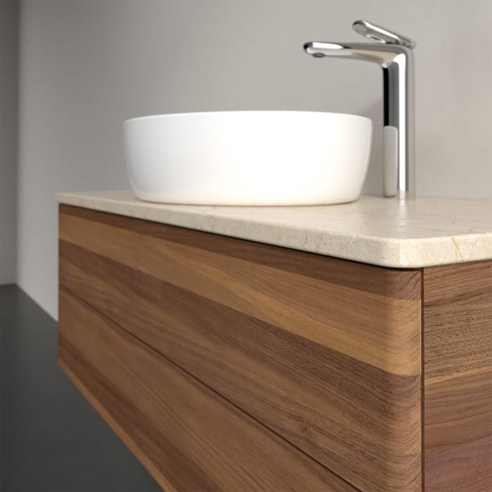 Villeroy & Boch Antao Waschbeckenunterschrank, 100 x 36 cm, 2 Auszüge mit LED-Licht, Front ohne Struktur, mit Hahnloch