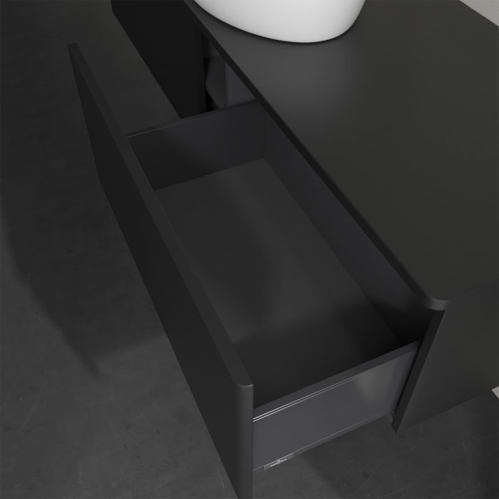 Villeroy & Boch Antao Waschbeckenunterschrank, 160 x 36 cm, 2 Auszüge, Front ohne Struktur, ohne Hahnloch, für Waschtisch mittig