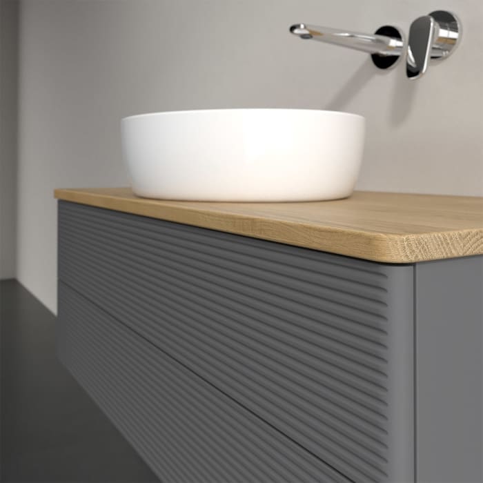 Villeroy & Boch Antao Waschbeckenunterschrank, 100 x 36 cm, 2 Auszüge mit LED-Licht, Front mit Struktur, ohne Hahnloch