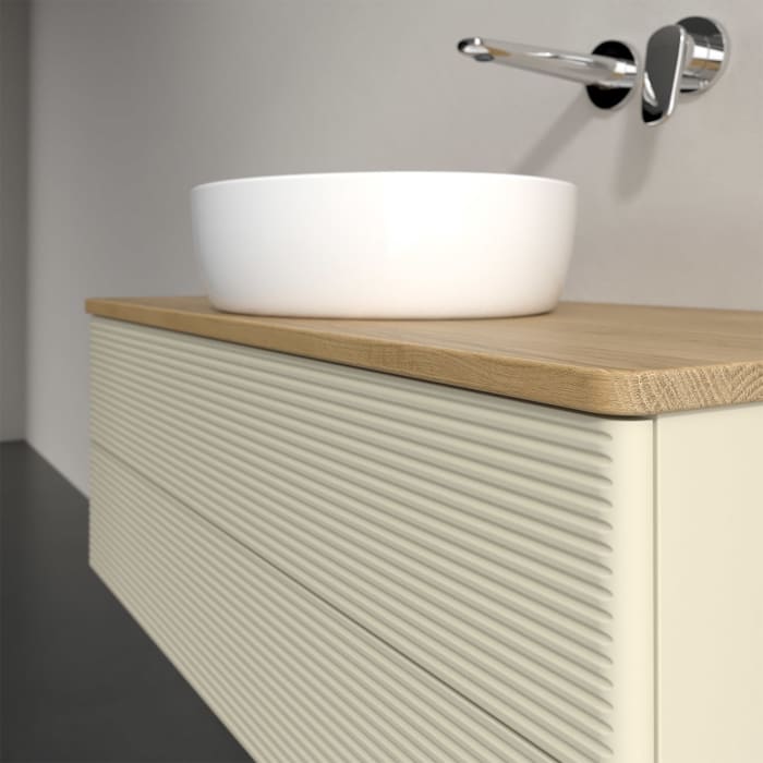 Villeroy & Boch Antao Waschbeckenunterschrank, 100 x 36 cm, 2 Auszüge mit LED-Licht, Front mit Struktur, ohne Hahnloch