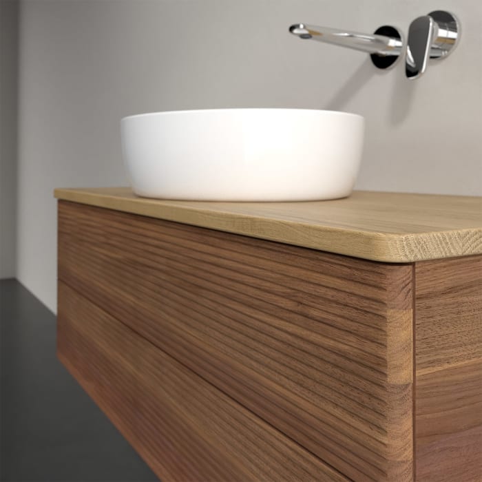 Villeroy & Boch Antao Waschbeckenunterschrank, 100 x 36 cm, 2 Auszüge mit LED-Licht, Front mit Struktur, ohne Hahnloch