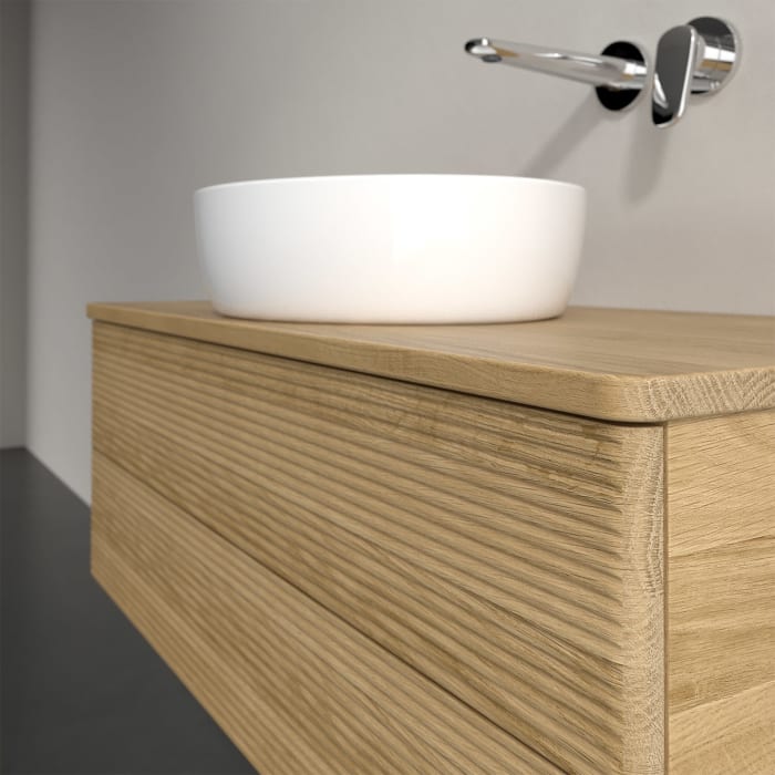 Villeroy & Boch Antao Waschbeckenunterschrank, 100 x 36 cm, 2 Auszüge mit LED-Licht, Front mit Struktur, ohne Hahnloch