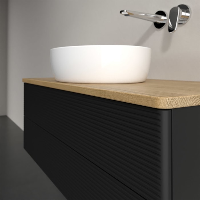 Villeroy & Boch Antao Waschbeckenunterschrank, 100 x 36 cm, 2 Auszüge mit LED-Licht, Front mit Struktur, ohne Hahnloch