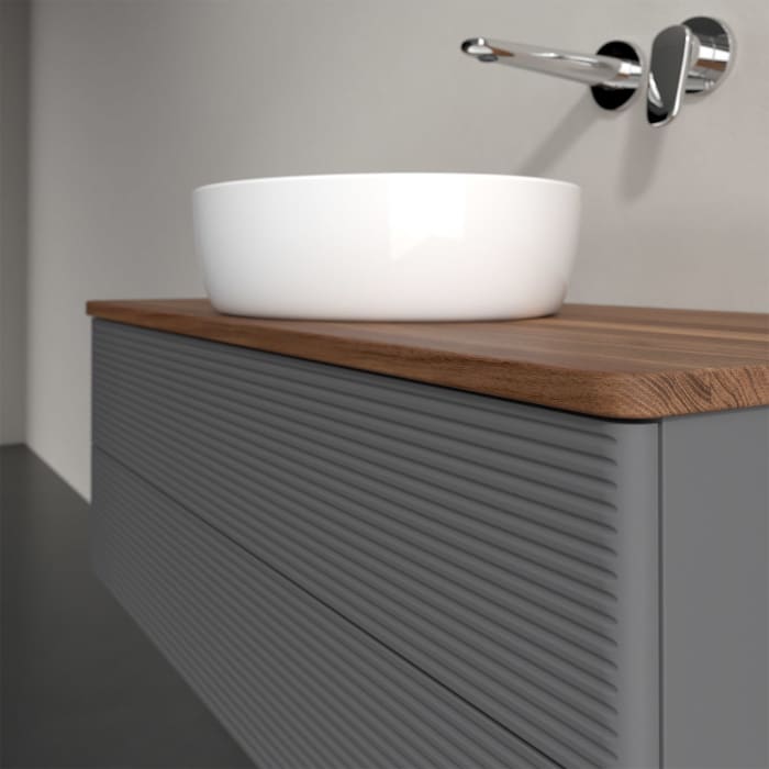 Villeroy & Boch Antao Waschbeckenunterschrank, 100 x 36 cm, 2 Auszüge mit LED-Licht, Front mit Struktur, ohne Hahnloch