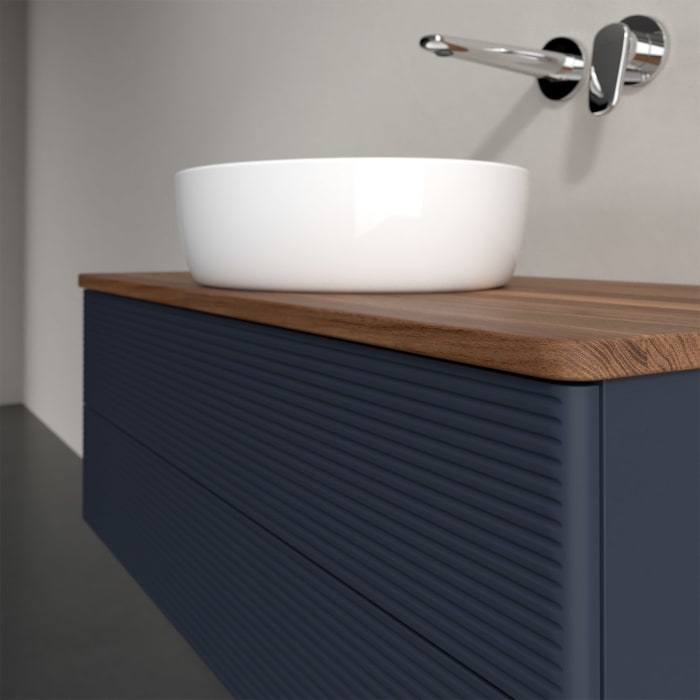 Villeroy & Boch Antao Waschbeckenunterschrank, 100 x 36 cm, 2 Auszüge mit LED-Licht, Front mit Struktur, ohne Hahnloch