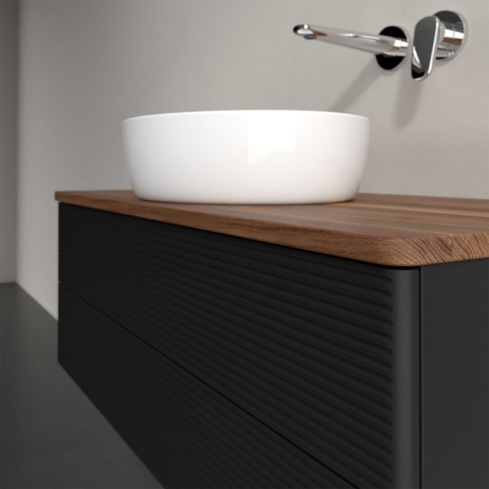 Villeroy & Boch Antao Waschbeckenunterschrank, 100 x 36 cm, 2 Auszüge mit LED-Licht, Front mit Struktur, ohne Hahnloch