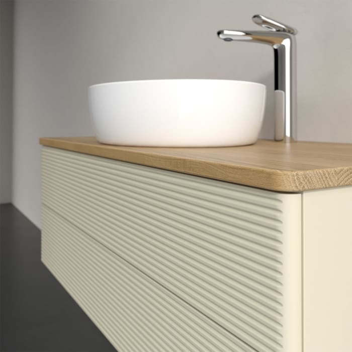 Villeroy & Boch Antao Waschbeckenunterschrank, 100 x 36 cm, 2 Auszüge mit LED-Licht, Front mit Struktur, mit Hahnloch