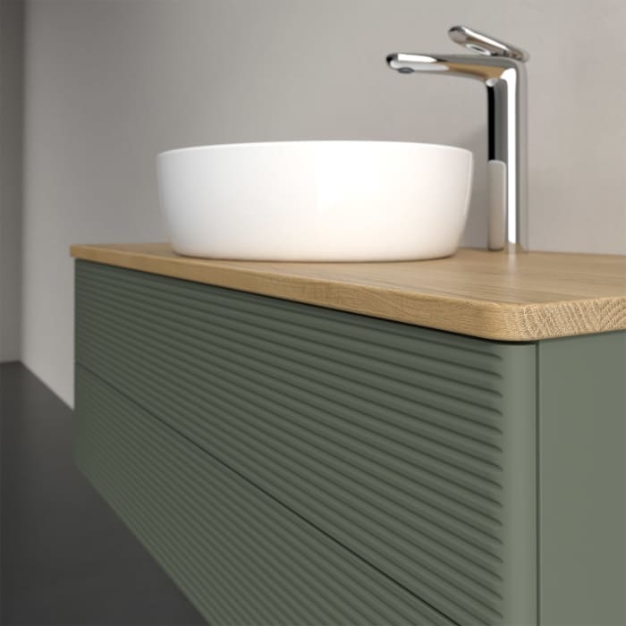 Villeroy & Boch Antao Waschbeckenunterschrank, 100 x 36 cm, 2 Auszüge mit LED-Licht, Front mit Struktur, mit Hahnloch