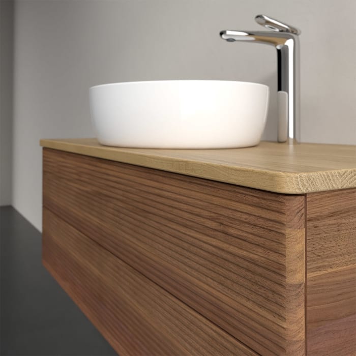 Villeroy & Boch Antao Waschbeckenunterschrank, 100 x 36 cm, 2 Auszüge mit LED-Licht, Front mit Struktur, mit Hahnloch