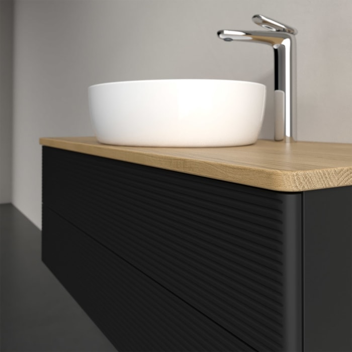 Villeroy & Boch Antao Waschbeckenunterschrank, 100 x 36 cm, 2 Auszüge mit LED-Licht, Front mit Struktur, mit Hahnloch