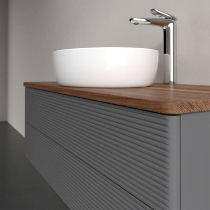 Villeroy & Boch Antao Waschbeckenunterschrank, 100 x 36 cm, 2 Auszüge mit LED-Licht, Front mit Struktur, mit Hahnloch