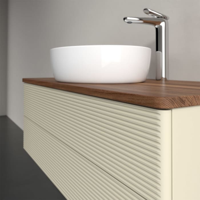 Villeroy & Boch Antao Waschbeckenunterschrank, 100 x 36 cm, 2 Auszüge mit LED-Licht, Front mit Struktur, mit Hahnloch