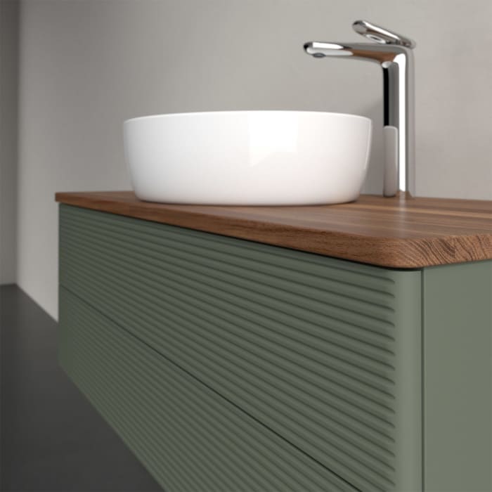 Villeroy & Boch Antao Waschbeckenunterschrank, 100 x 36 cm, 2 Auszüge mit LED-Licht, Front mit Struktur, mit Hahnloch