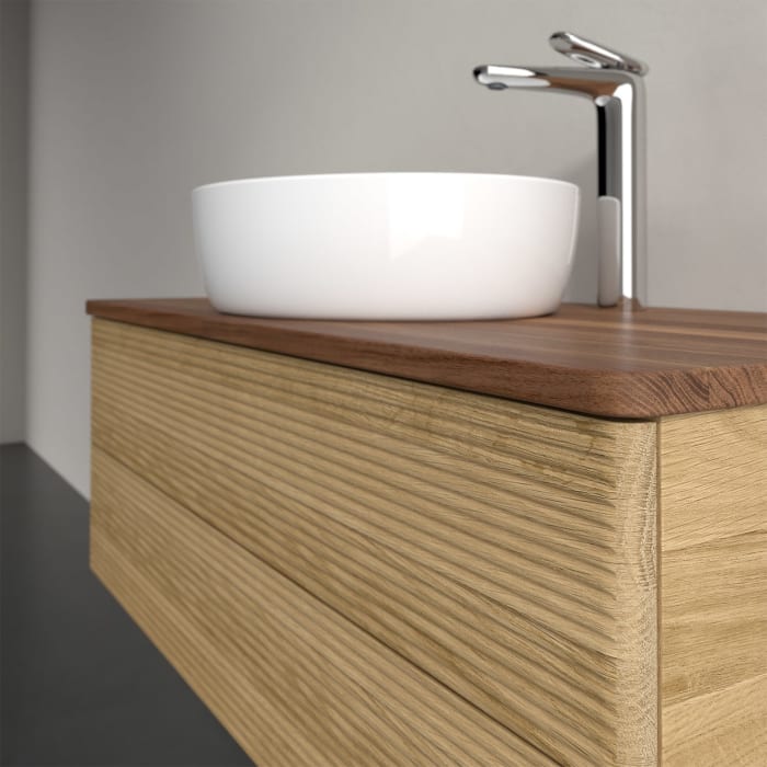 Villeroy & Boch Antao Waschbeckenunterschrank, 100 x 36 cm, 2 Auszüge mit LED-Licht, Front mit Struktur, mit Hahnloch