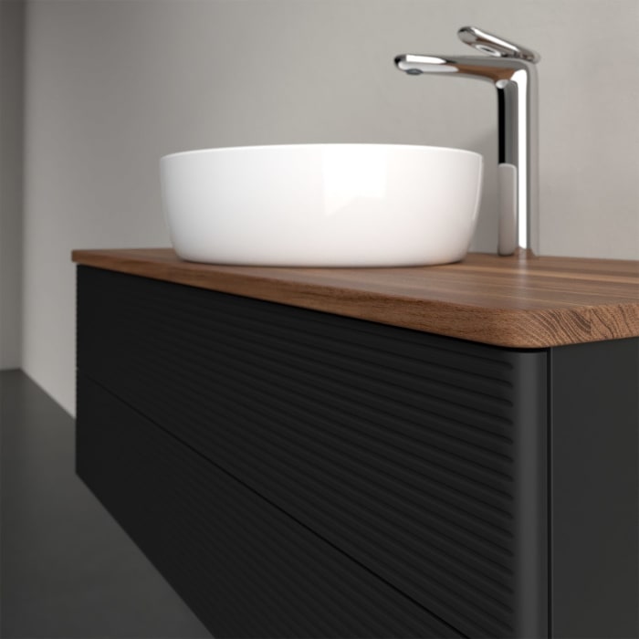 Villeroy & Boch Antao Waschbeckenunterschrank, 100 x 36 cm, 2 Auszüge mit LED-Licht, Front mit Struktur, mit Hahnloch