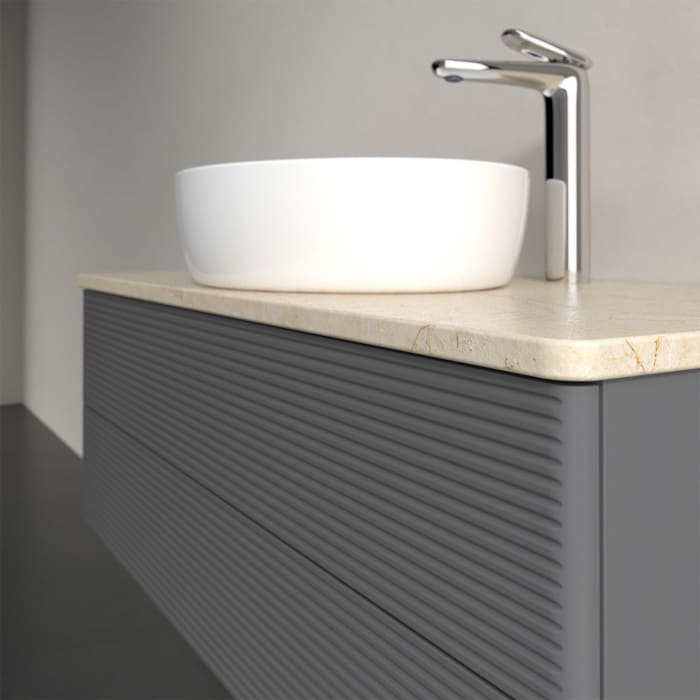 Villeroy & Boch Antao Waschbeckenunterschrank, 100 x 36 cm, 2 Auszüge mit LED-Licht, Front mit Struktur, mit Hahnloch