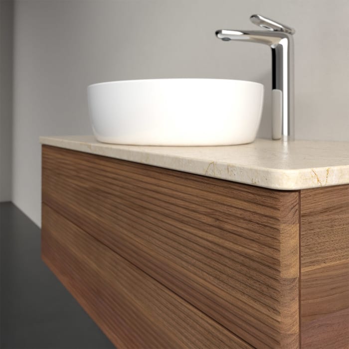 Villeroy & Boch Antao Waschbeckenunterschrank, 100 x 36 cm, 2 Auszüge mit LED-Licht, Front mit Struktur, mit Hahnloch