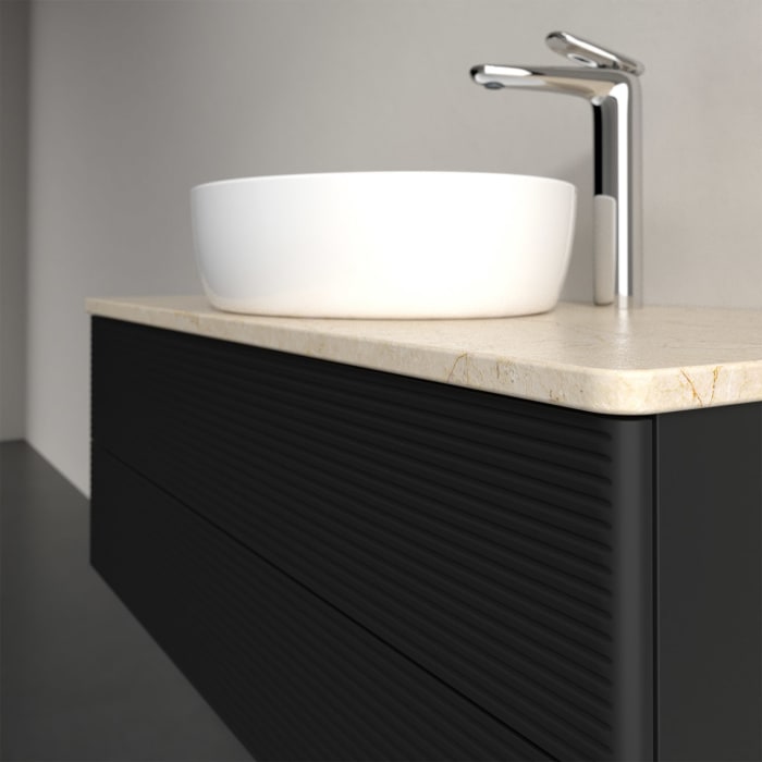 Villeroy & Boch Antao Waschbeckenunterschrank, 100 x 36 cm, 2 Auszüge mit LED-Licht, Front mit Struktur, mit Hahnloch