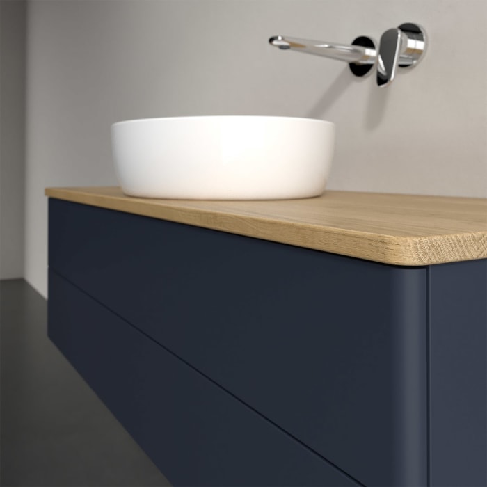 Villeroy & Boch Antao Waschbeckenunterschrank, 120 x 36 cm, 2 Auszüge mit LED-Licht, Front ohne Struktur, ohne Hahnloch, für Waschtisch mittig