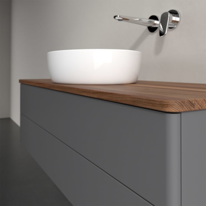 Villeroy & Boch Antao Waschbeckenunterschrank, 120 x 36 cm, 2 Auszüge mit LED-Licht, Front ohne Struktur, ohne Hahnloch, für Waschtisch mittig