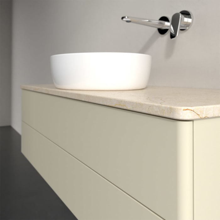 Villeroy & Boch Antao Waschbeckenunterschrank, 120 x 36 cm, 2 Auszüge mit LED-Licht, Front ohne Struktur, ohne Hahnloch, für Waschtisch mittig