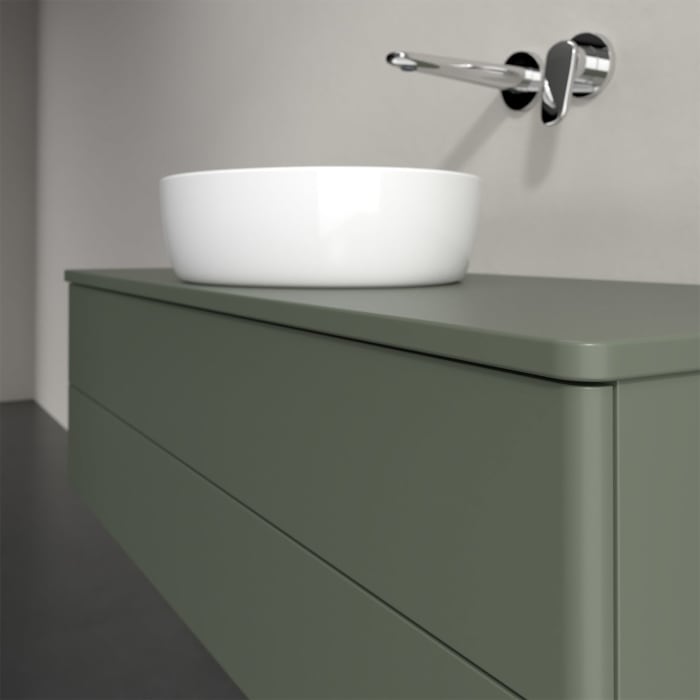 Villeroy & Boch Antao Waschbeckenunterschrank, 120 x 36 cm, 2 Auszüge mit LED-Licht, Front ohne Struktur, mit Hahnloch, für Waschtisch mittig