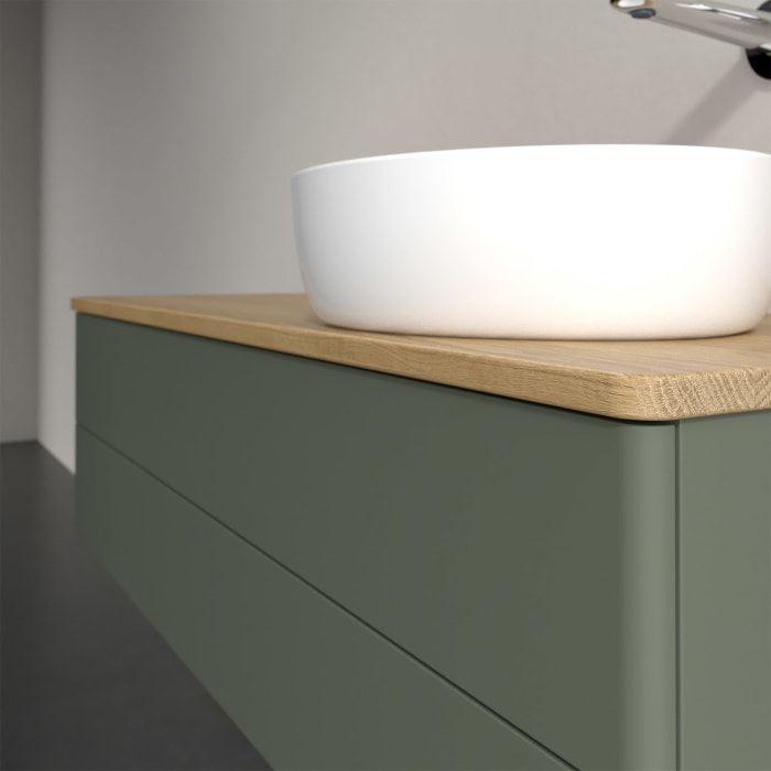 Villeroy & Boch Antao Waschbeckenunterschrank, 120 x 36 cm, 2 Auszüge mit LED-Licht, Front ohne Struktur, ohne Hahnloch, für Waschtisch rechts