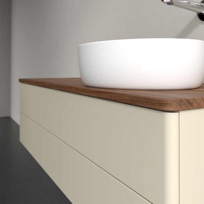 Villeroy & Boch Antao Waschbeckenunterschrank, 120 x 36 cm, 2 Auszüge mit LED-Licht, Front ohne Struktur, ohne Hahnloch, für Waschtisch rechts