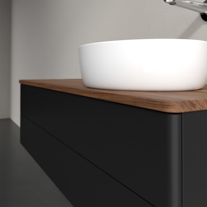 Villeroy & Boch Antao Waschbeckenunterschrank, 120 x 36 cm, 2 Auszüge mit LED-Licht, Front ohne Struktur, ohne Hahnloch, für Waschtisch rechts