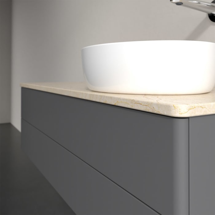 Villeroy & Boch Antao Waschbeckenunterschrank, 120 x 36 cm, 2 Auszüge mit LED-Licht, Front ohne Struktur, ohne Hahnloch, für Waschtisch rechts