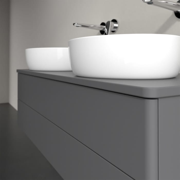 Villeroy & Boch Antao Waschbeckenunterschrank, 120 x 36 cm, 2 Auszüge mit LED-Licht, Front ohne Struktur, ohne Hahnloch, für Waschtisch links und rech