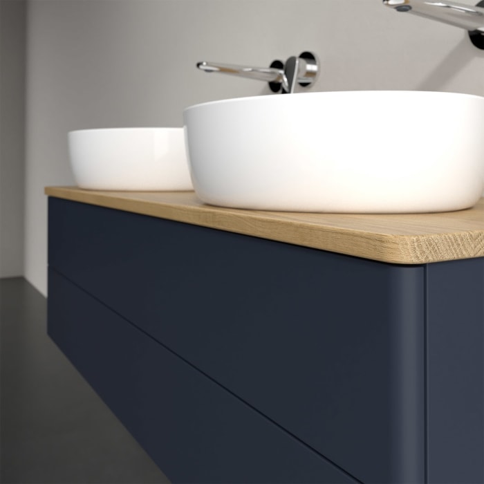 Villeroy & Boch Antao Waschbeckenunterschrank, 120 x 36 cm, 2 Auszüge mit LED-Licht, Front ohne Struktur, ohne Hahnloch, für Waschtisch links und rech