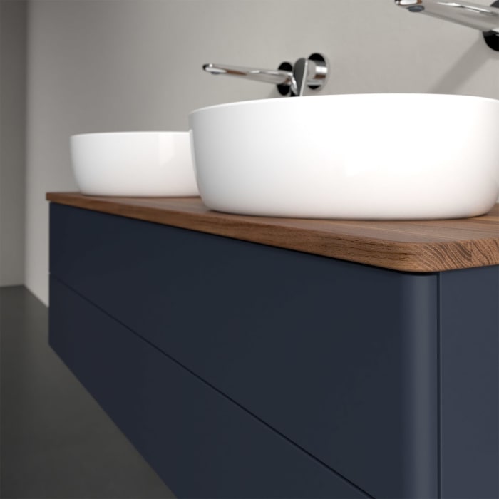 Villeroy & Boch Antao Waschbeckenunterschrank, 120 x 36 cm, 2 Auszüge mit LED-Licht, Front ohne Struktur, ohne Hahnloch, für Waschtisch links und rech