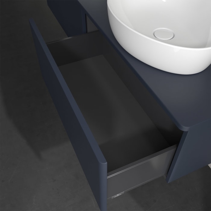 Villeroy & Boch Antao Waschbeckenunterschrank, 160 x 36 cm, 2 Auszüge, Front ohne Struktur, ohne Hahnloch, für Waschtisch links und rechts