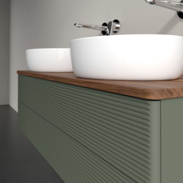 Villeroy & Boch Antao Waschbeckenunterschrank, 120 x 36 cm, 2 Auszüge mit LED-Licht, Front mit Struktur, ohne Hahnloch, für Waschtisch links und recht