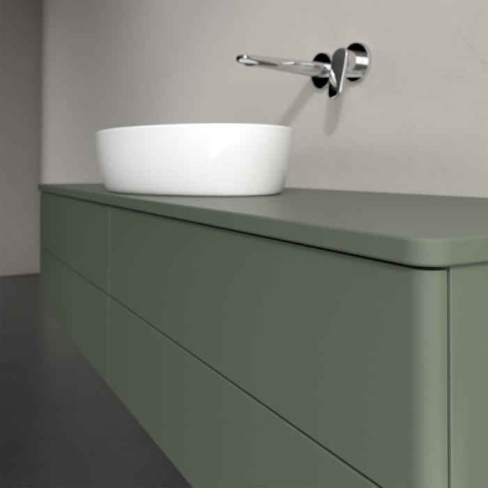 Villeroy & Boch Antao Waschbeckenunterschrank, 160 x 36 cm, 4 Auszüge mit LED-Licht, Front ohne Struktur, ohne Hahnloch, für Waschtisch mittig