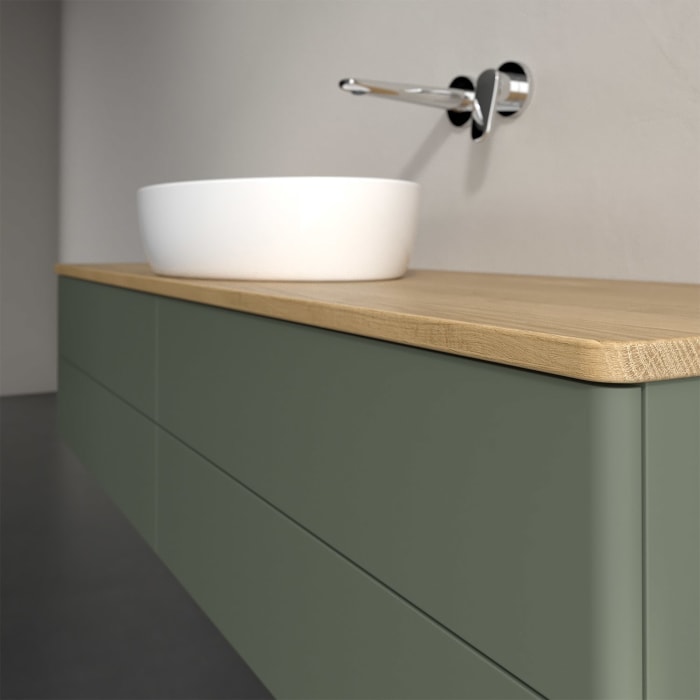 Villeroy & Boch Antao Waschbeckenunterschrank, 160 x 36 cm, 4 Auszüge mit LED-Licht, Front ohne Struktur, ohne Hahnloch, für Waschtisch mittig