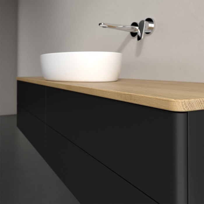 Villeroy & Boch Antao Waschbeckenunterschrank, 160 x 36 cm, 4 Auszüge mit LED-Licht, Front ohne Struktur, ohne Hahnloch, für Waschtisch mittig