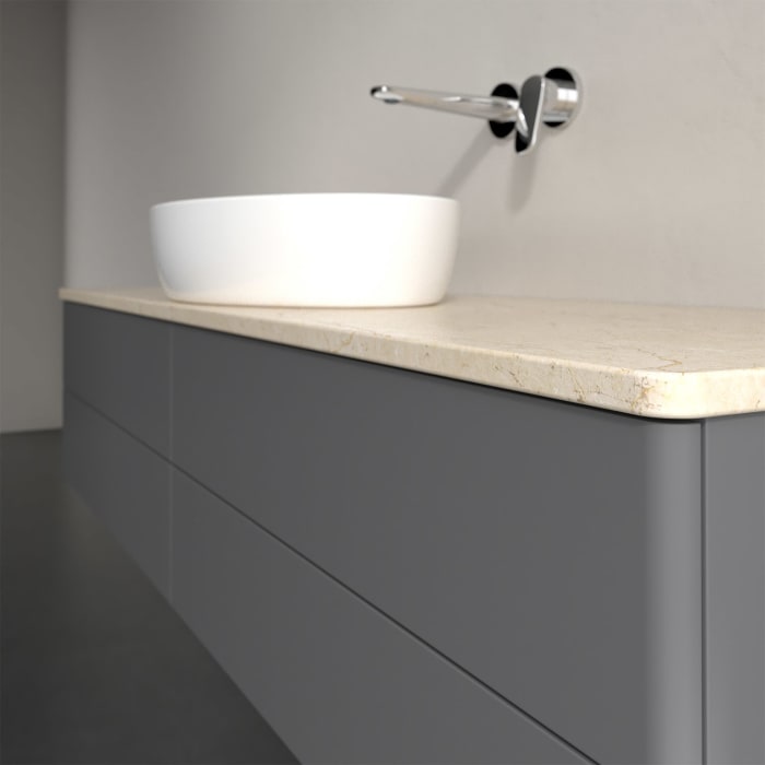 Villeroy & Boch Antao Waschbeckenunterschrank, 160 x 36 cm, 4 Auszüge mit LED-Licht, Front ohne Struktur, ohne Hahnloch, für Waschtisch mittig