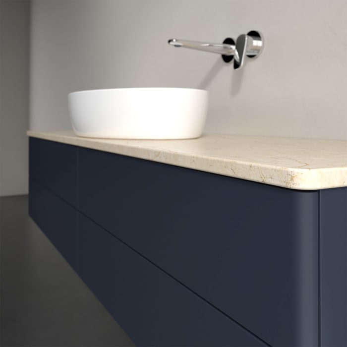 Villeroy & Boch Antao Waschbeckenunterschrank, 160 x 36 cm, 4 Auszüge mit LED-Licht, Front ohne Struktur, ohne Hahnloch, für Waschtisch mittig