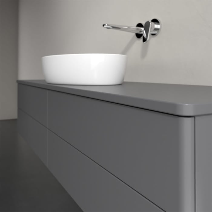 Villeroy & Boch Antao Waschbeckenunterschrank, 160 x 36 cm, 4 Auszüge mit LED-Licht, Front ohne Struktur, mit Hahnloch, für Waschtisch mittig