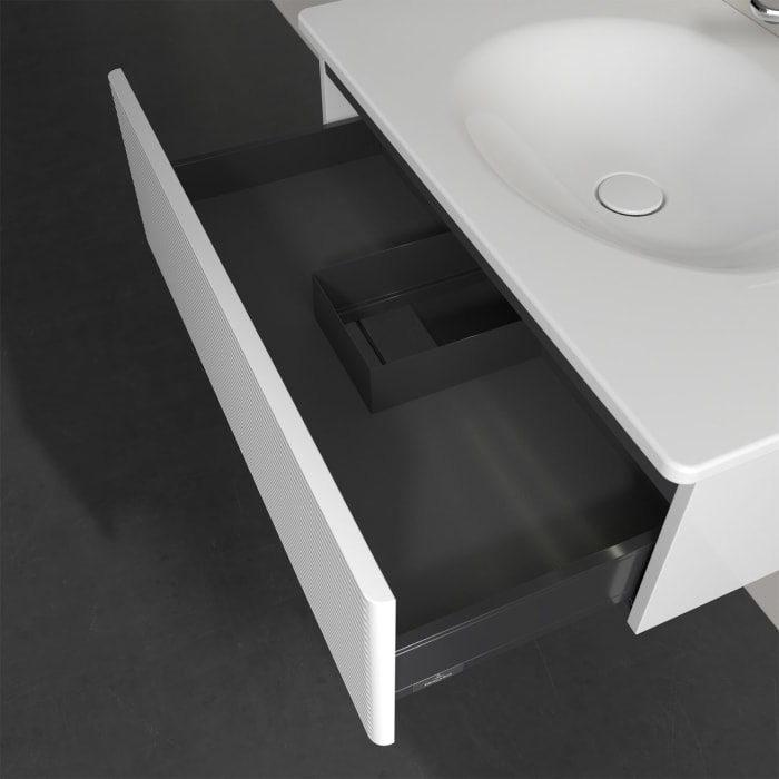 Villeroy & Boch Antao Waschbeckenunterschrank, 78,8 x 25,6 cm, 1 Auszug, Front mit Struktur, mit LED-Licht