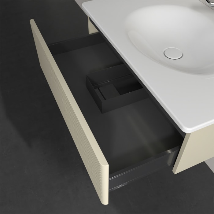 Villeroy & Boch Antao Waschbeckenunterschrank, 78,8 x 25,6 cm, 1 Auszug, Front mit Struktur, mit LED-Licht