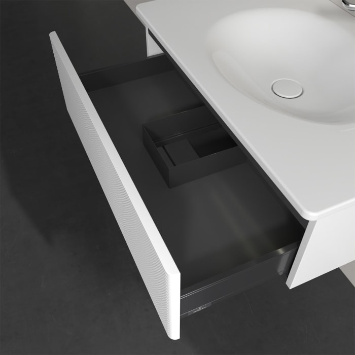 Villeroy & Boch Antao Waschbeckenunterschrank, 78,8 x 25,6 cm, 1 Auszug, Front mit Struktur, mit LED-Licht