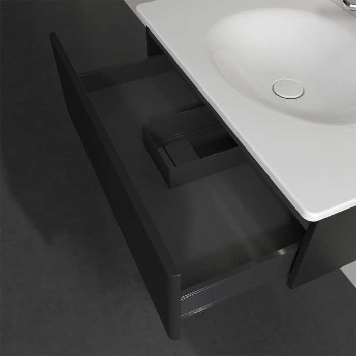 Villeroy & Boch Antao Waschbeckenunterschrank, 78,8 x 25,6 cm, 1 Auszug, Front mit Struktur, mit LED-Licht