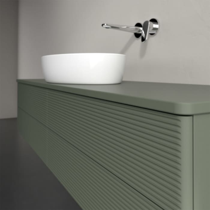 Villeroy & Boch Antao Waschbeckenunterschrank, 160 x 36 cm, 4 Auszüge mit LED-Licht, Front mit Struktur, ohne Hahnloch, für Waschtisch mittig