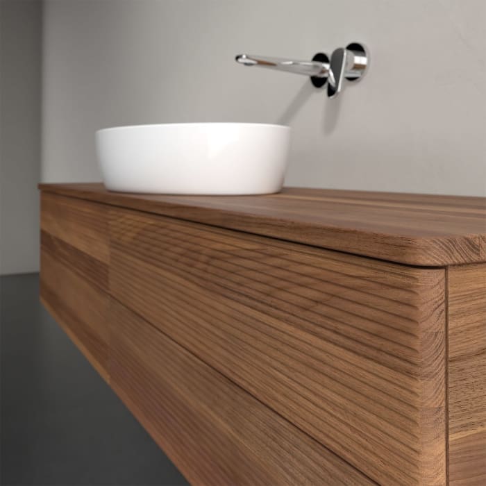 Villeroy & Boch Antao Waschbeckenunterschrank, 160 x 36 cm, 4 Auszüge mit LED-Licht, Front mit Struktur, ohne Hahnloch, für Waschtisch mittig