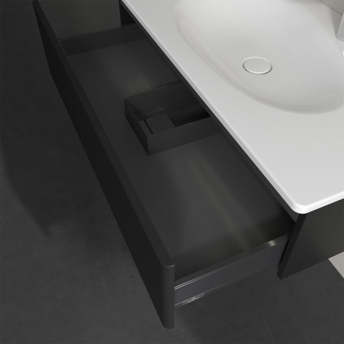 Villeroy & Boch Antao Waschbeckenunterschrank, 98,8 x 25,6 cm, 1 Auszug, Front mit Struktur, mit LED-Licht