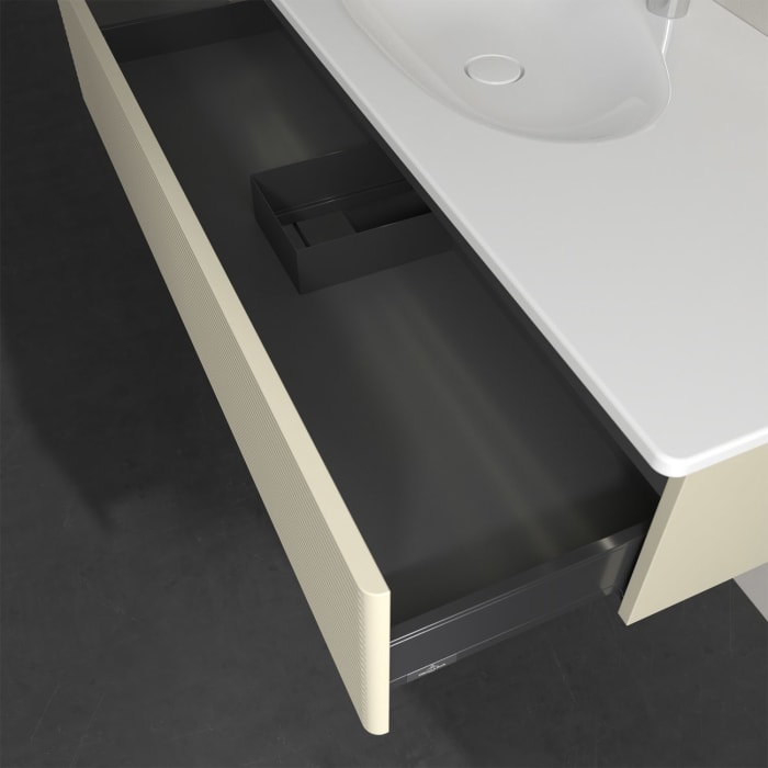 Villeroy & Boch Antao Waschbeckenunterschrank, 118,8 x 25,6 cm, 1 Auszug, Front mit Struktur, mit LED-Licht